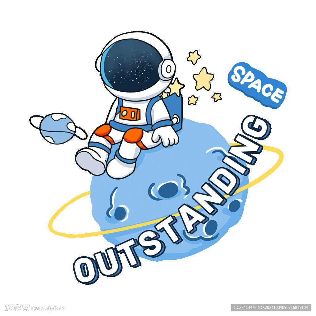 卡通宇航员英文图案设计