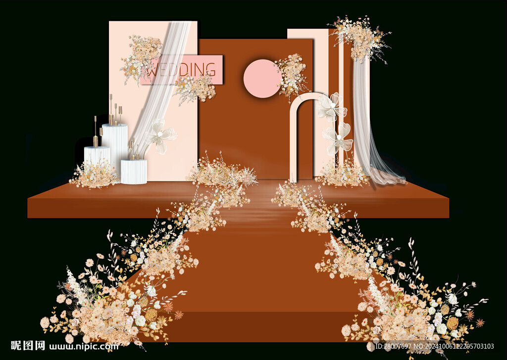 焦糖色咖色婚礼主背景多层色