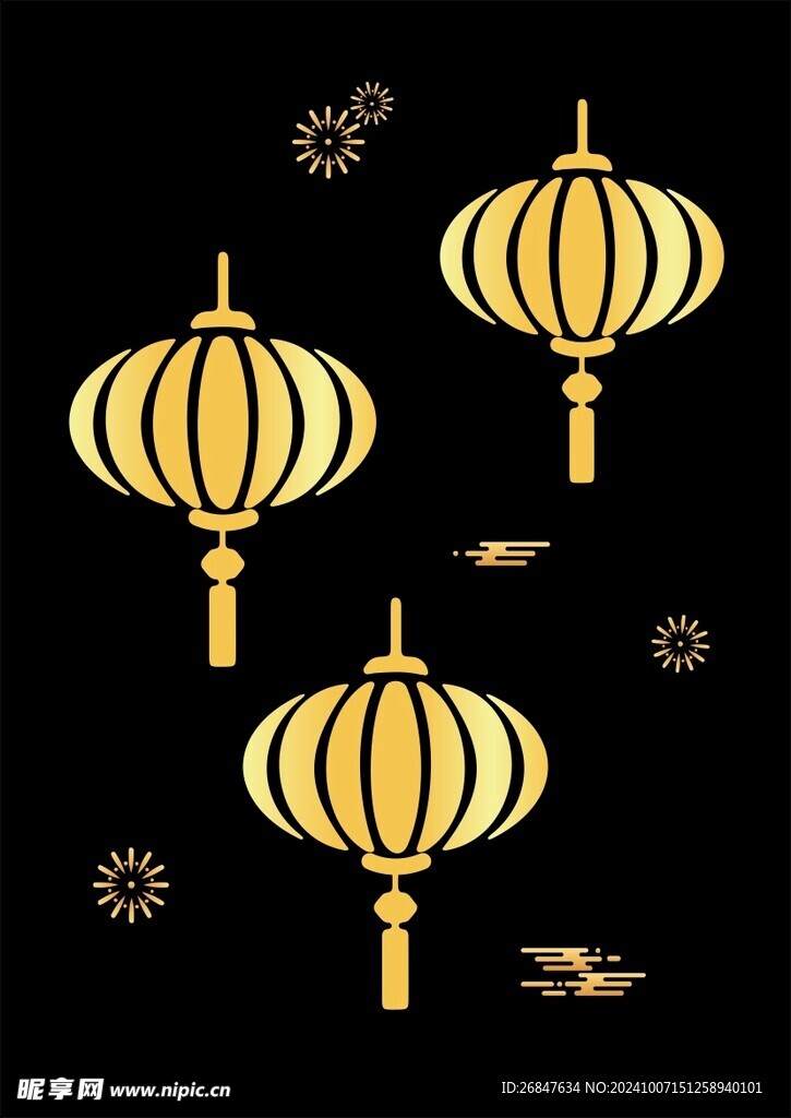 金色灯笼线稿图