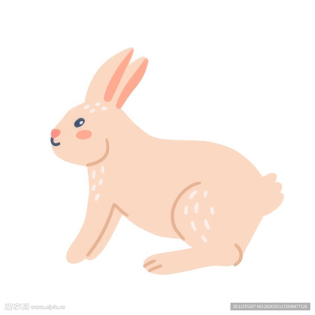 可爱小兔子插画扁平设计纯色背景