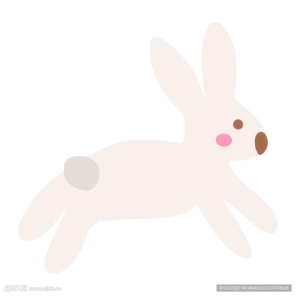 可爱小兔子插画扁平设计纯色背景