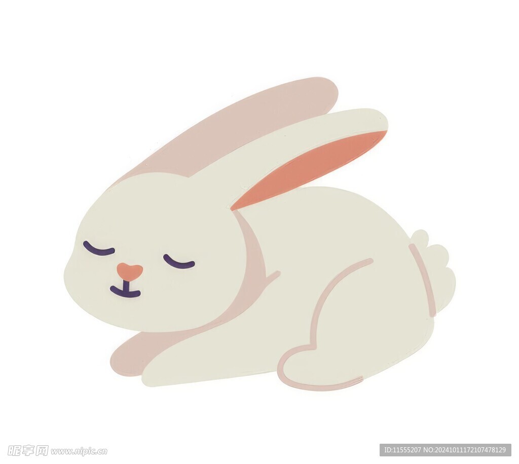 可爱小兔子插画扁平设计纯色背景