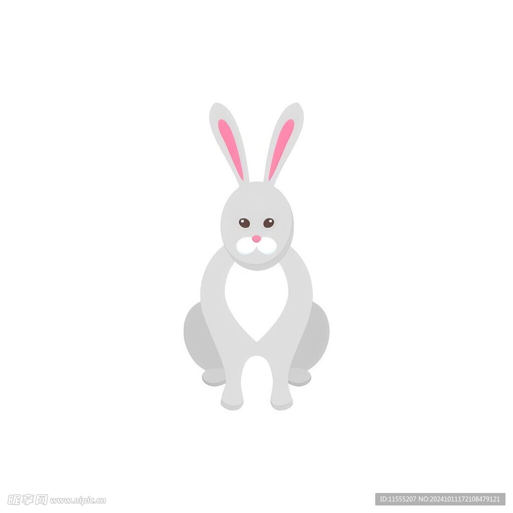 可爱小兔子插画扁平设计纯色背景