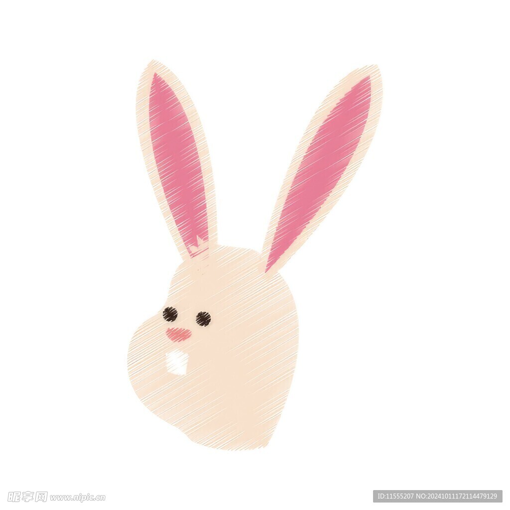 可爱小兔子插画扁平设计纯色背景