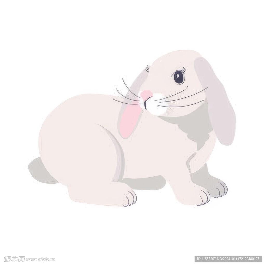 可爱小兔子插画扁平设计纯色背景