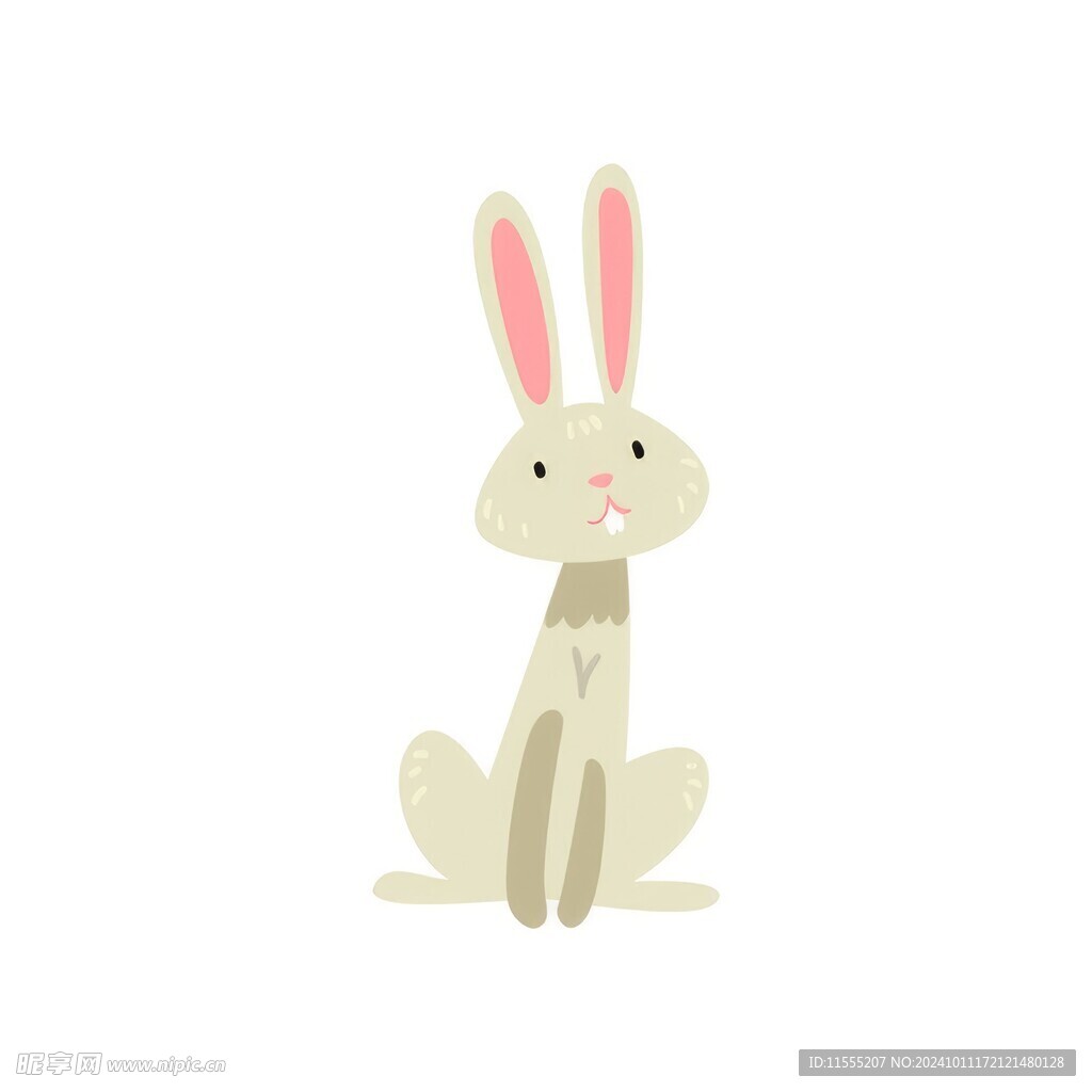 可爱小兔子插画扁平设计纯色背景