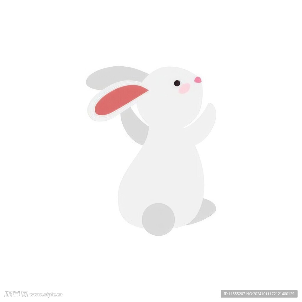 可爱小兔子插画扁平设计纯色背景