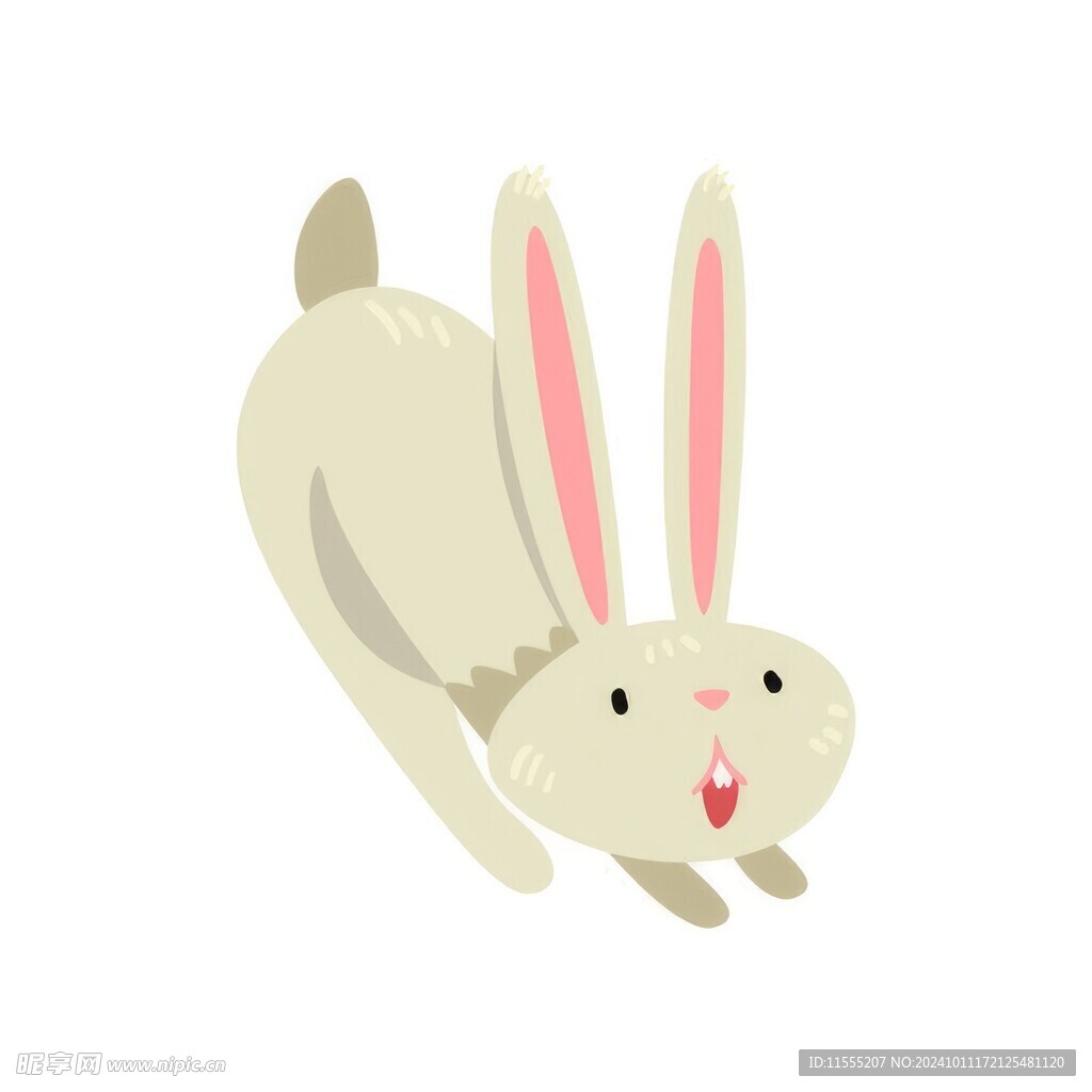 可爱小兔子插画扁平设计纯色背景