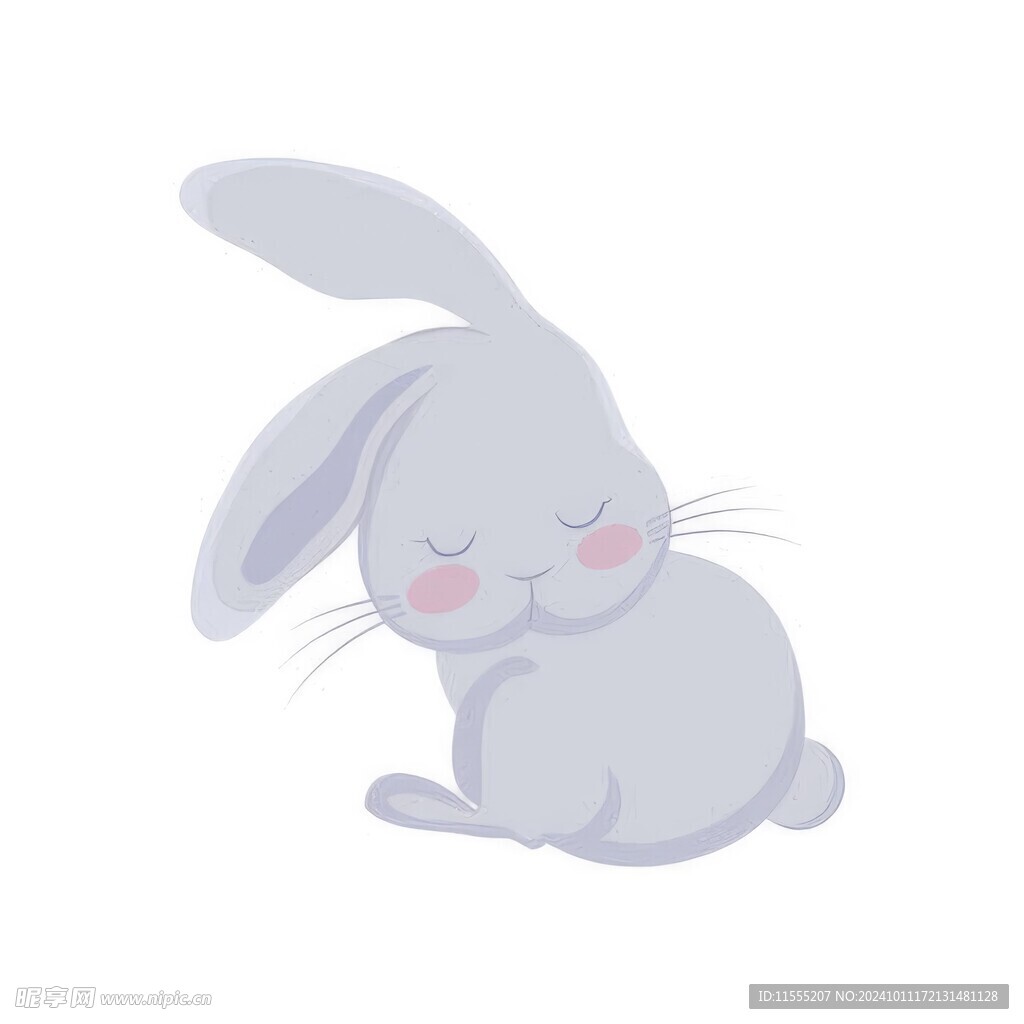 可爱小兔子插画扁平设计纯色背景