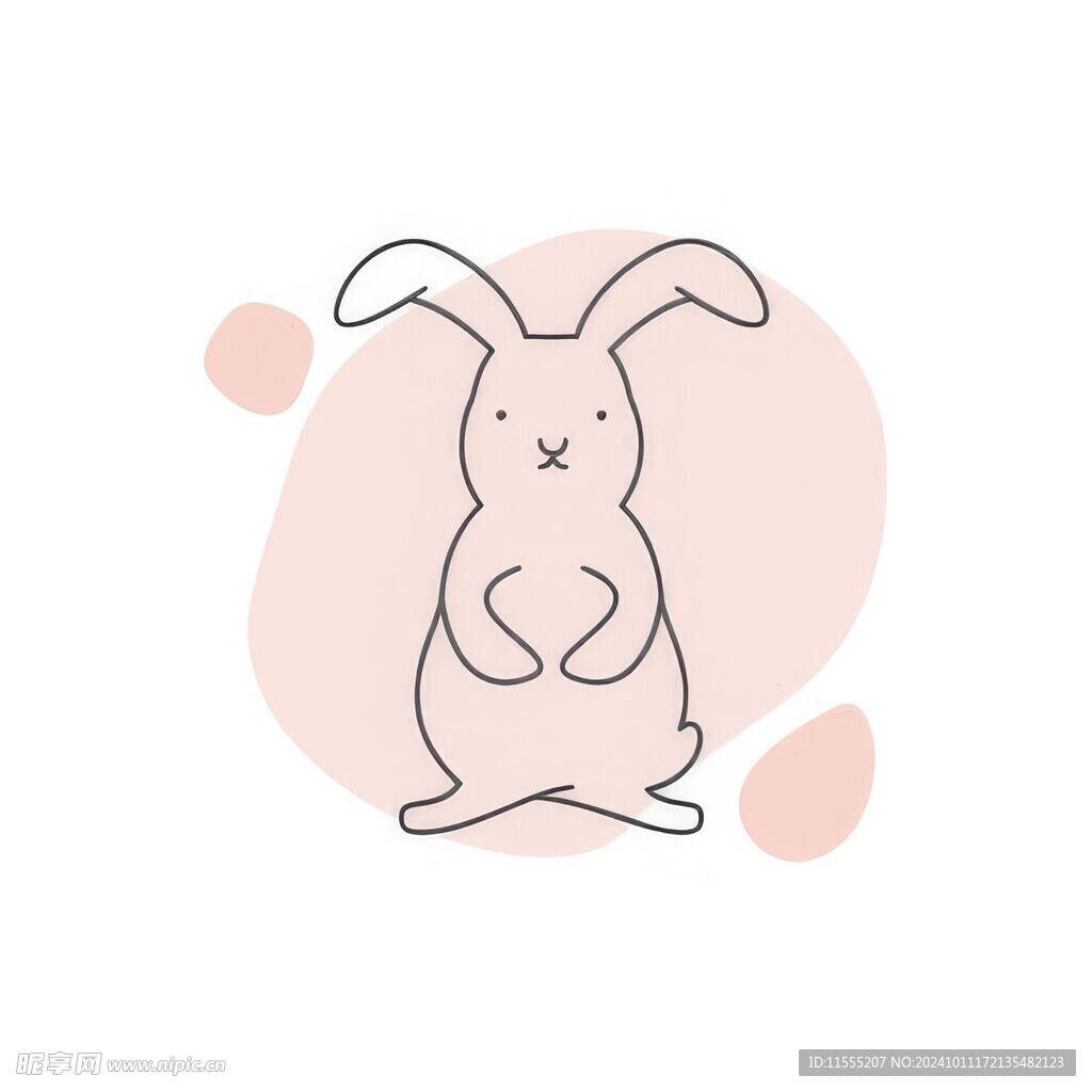 可爱小兔子插画扁平设计纯色背景