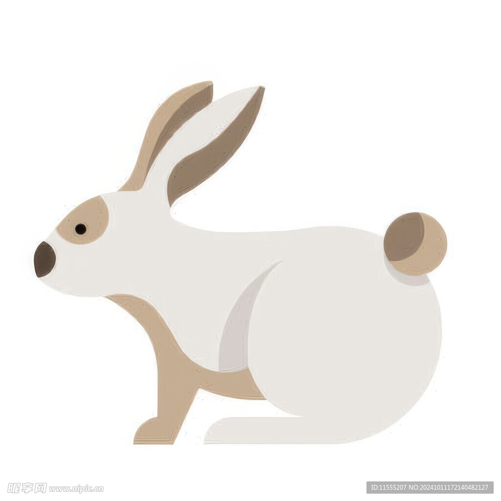 可爱小兔子插画扁平设计纯色背景