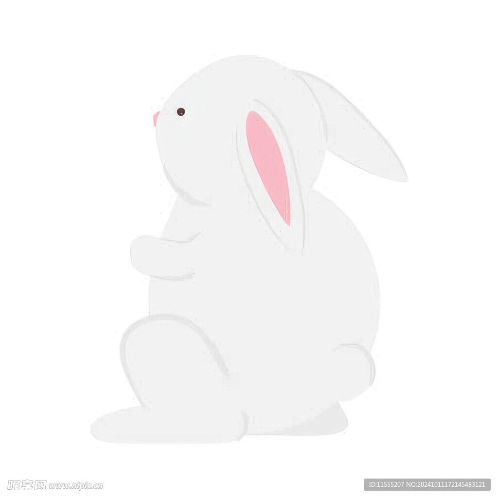 可爱小兔子插画扁平设计纯色背景