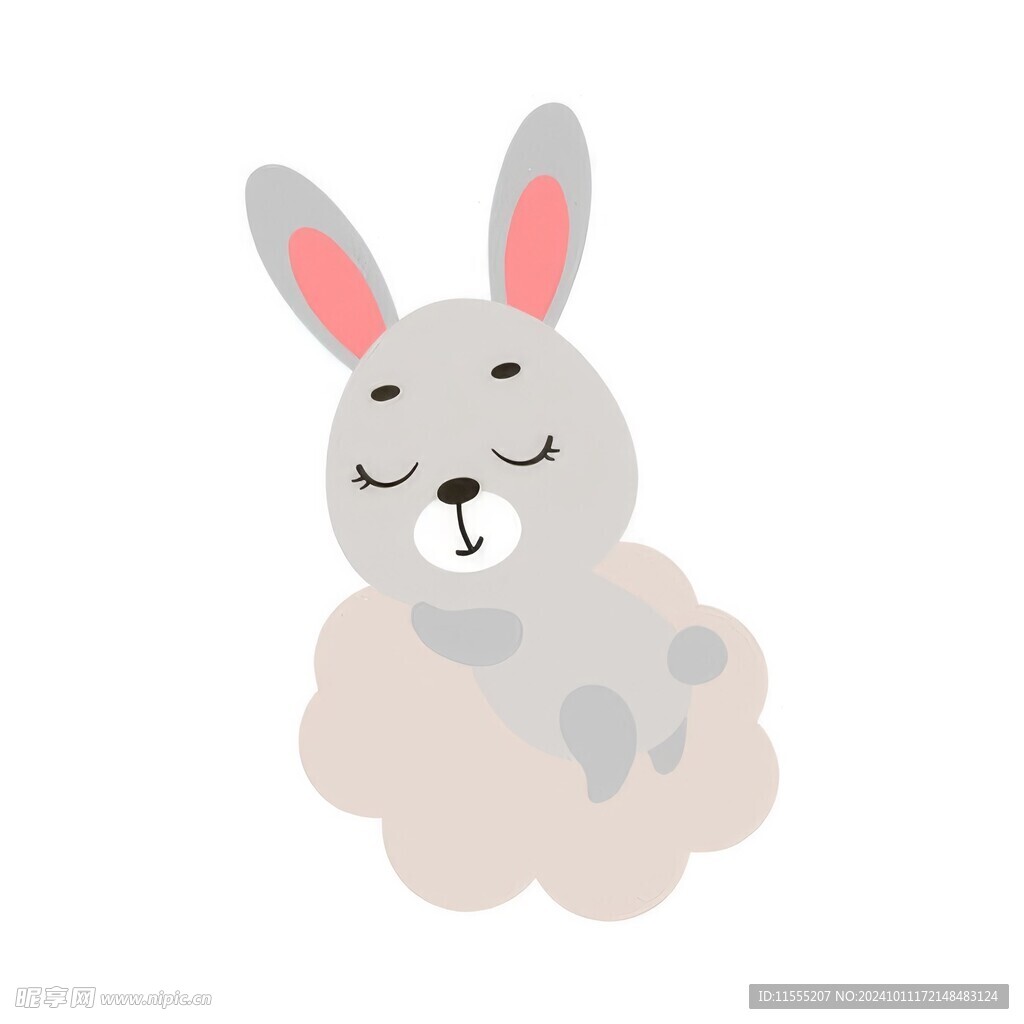 可爱小兔子插画扁平设计纯色背景