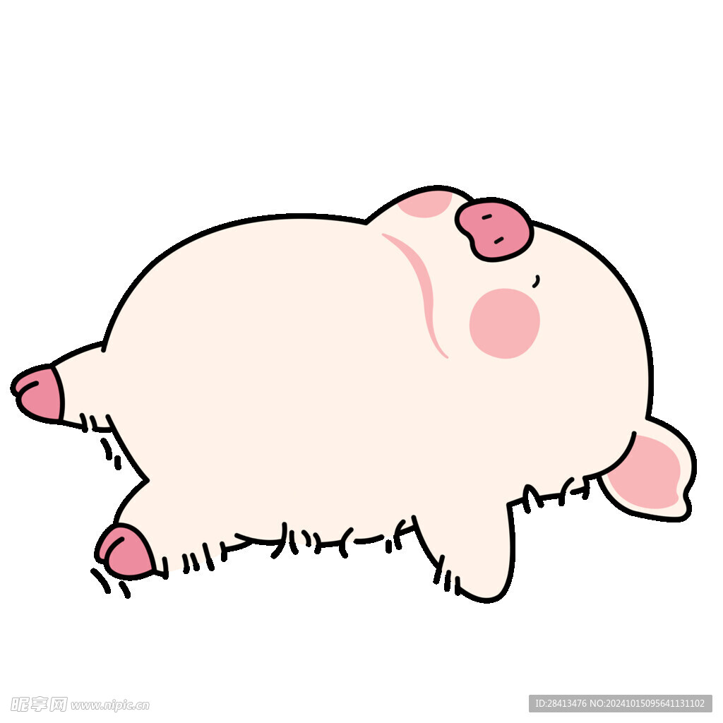 卡通躺睡猪图案设计