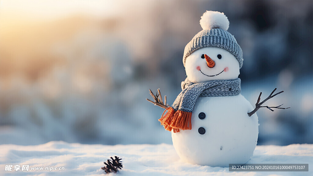 圣诞雪人冬帽围巾