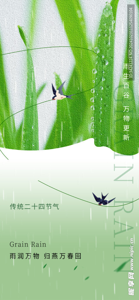 谷雨节气宣传海报展板