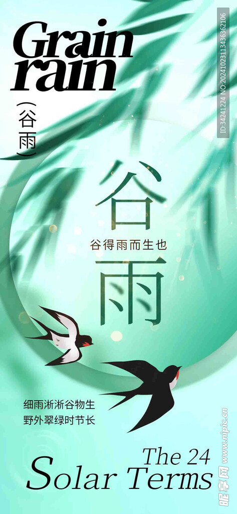 谷雨节气宣传海报展板