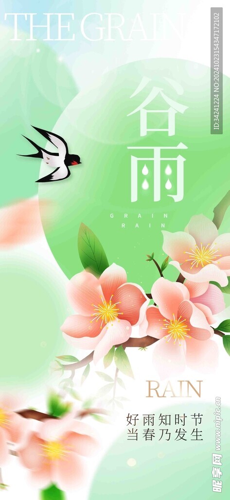 谷雨节气宣传海报展板