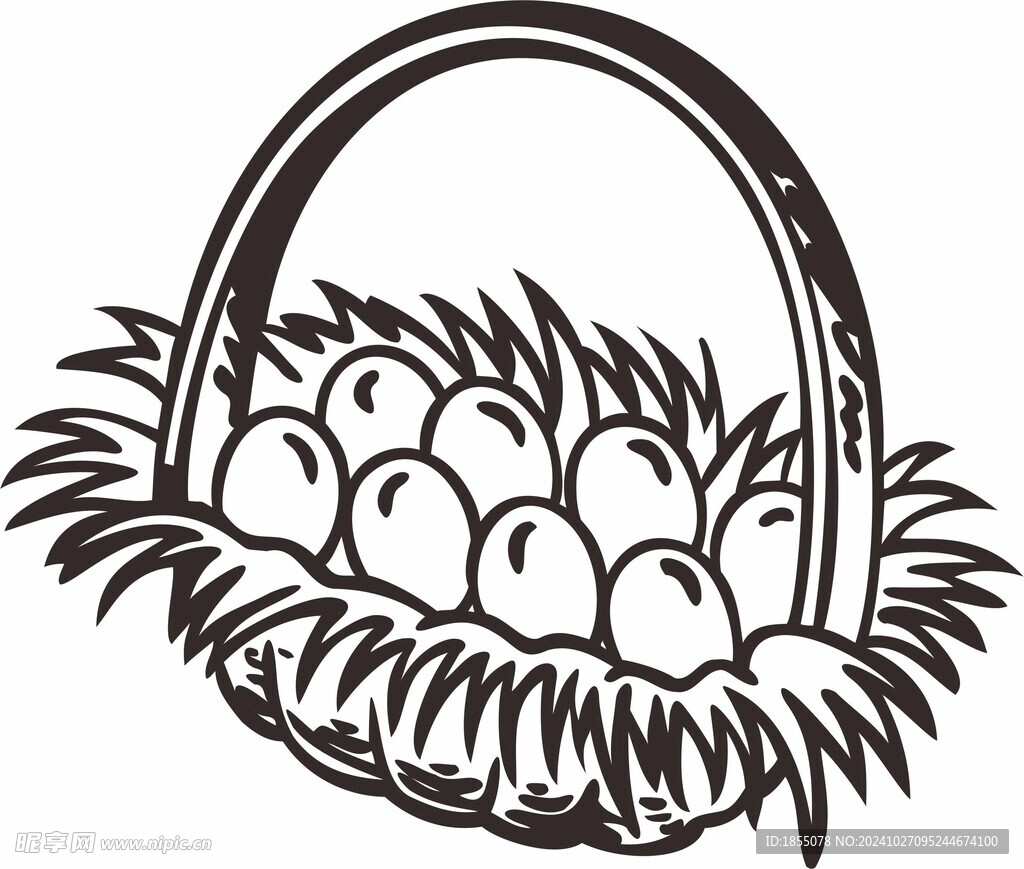 鸡蛋篮子简笔画