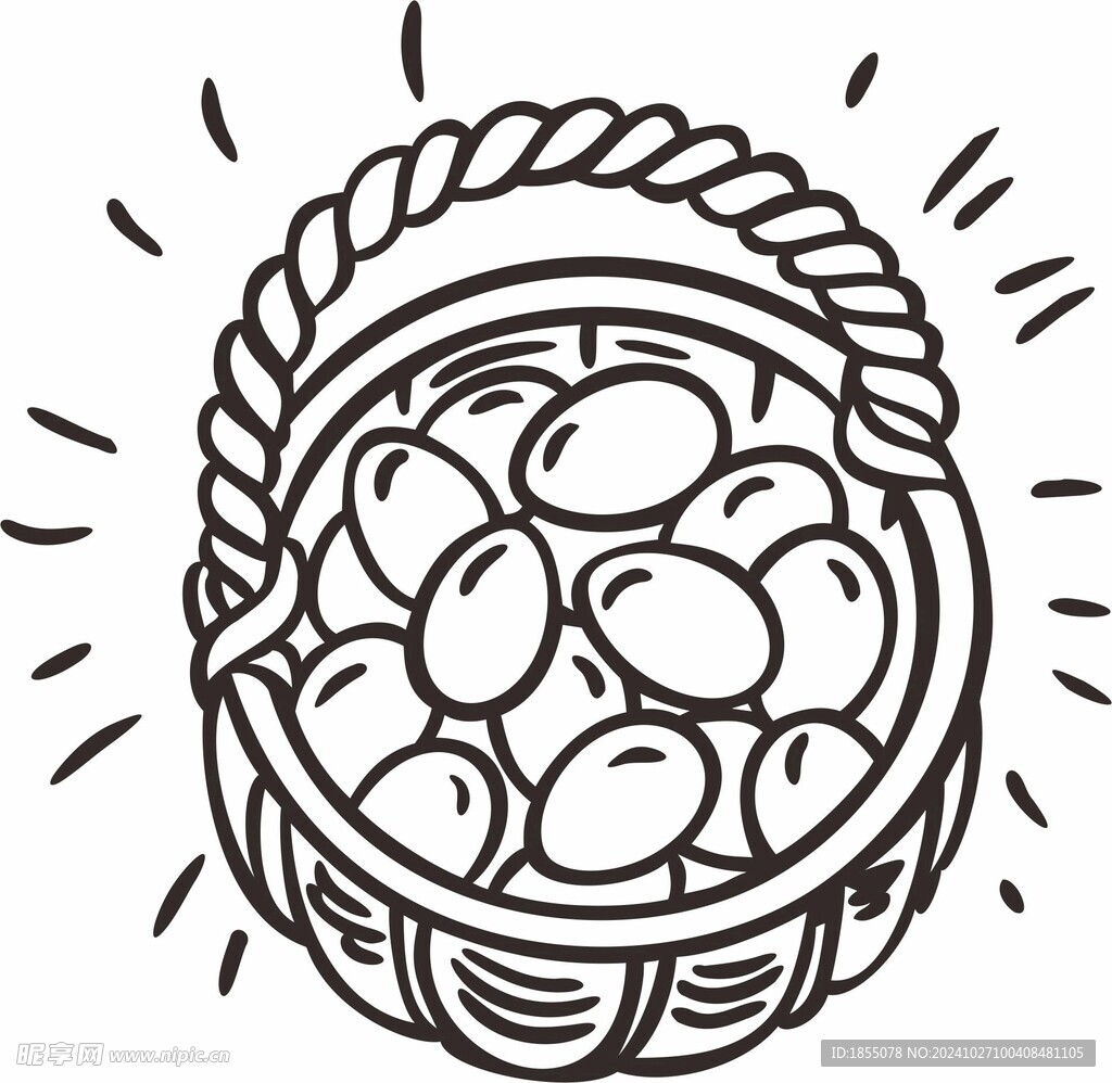 鸡蛋篮子简笔画