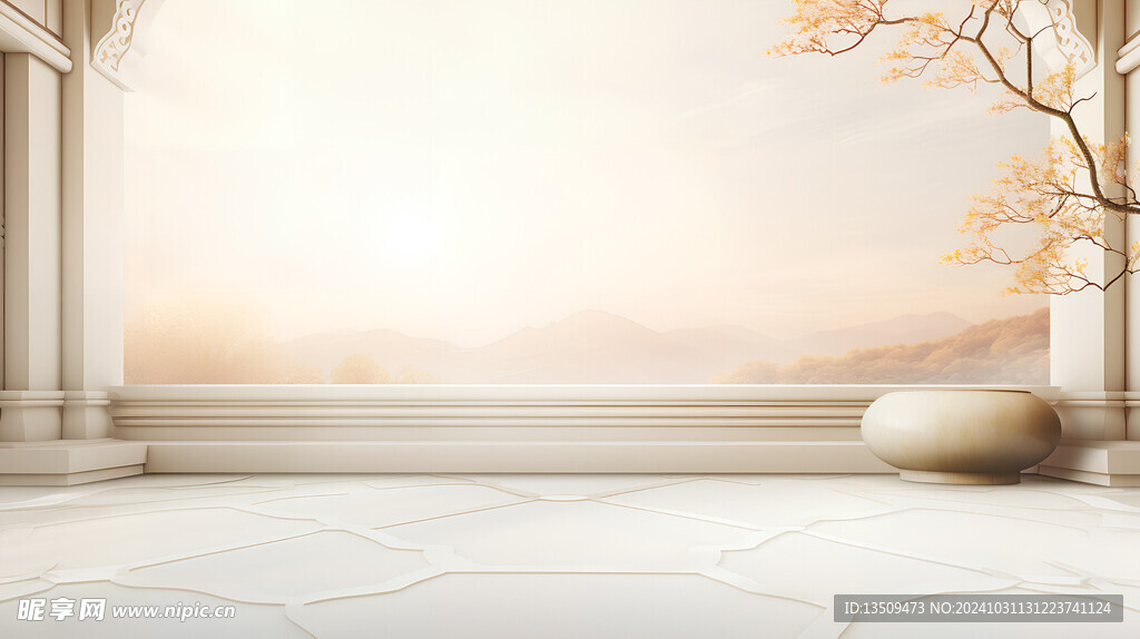 水墨国潮风中式山水中国风背景