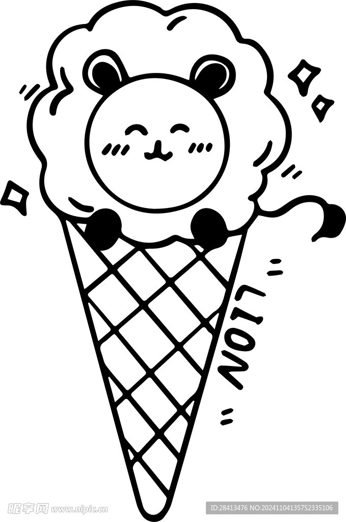 卡通甜筒猫印花图案设计