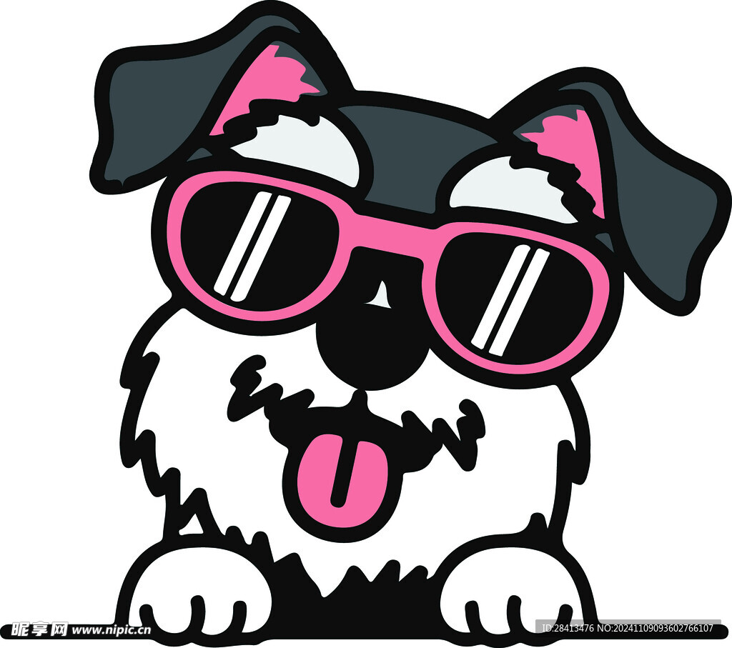 卡通眼镜狗印花图案