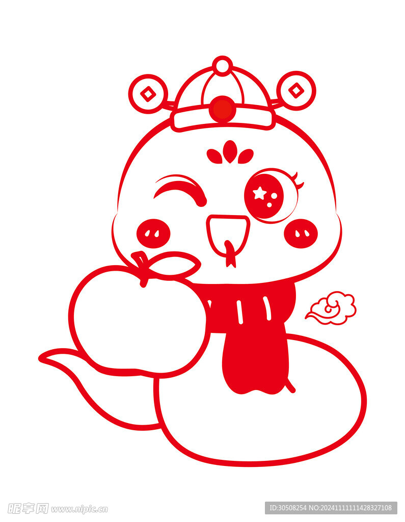蛇年插画 简笔画线稿 新年图片
