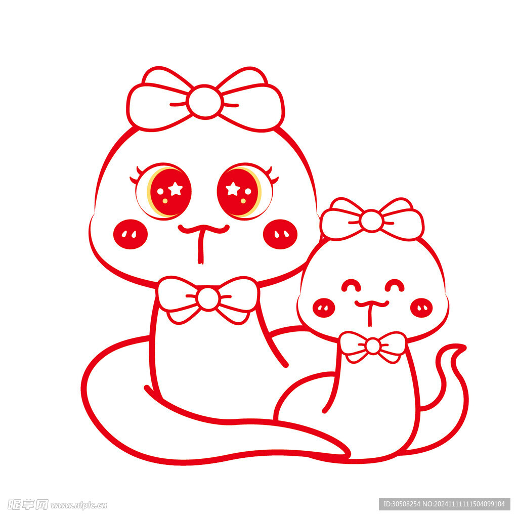 蛇年插画 简笔画线稿 新年图片