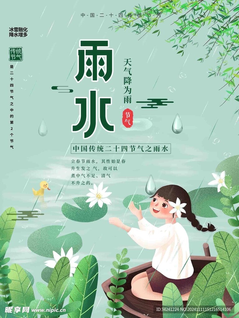 雨水节海报展板素材