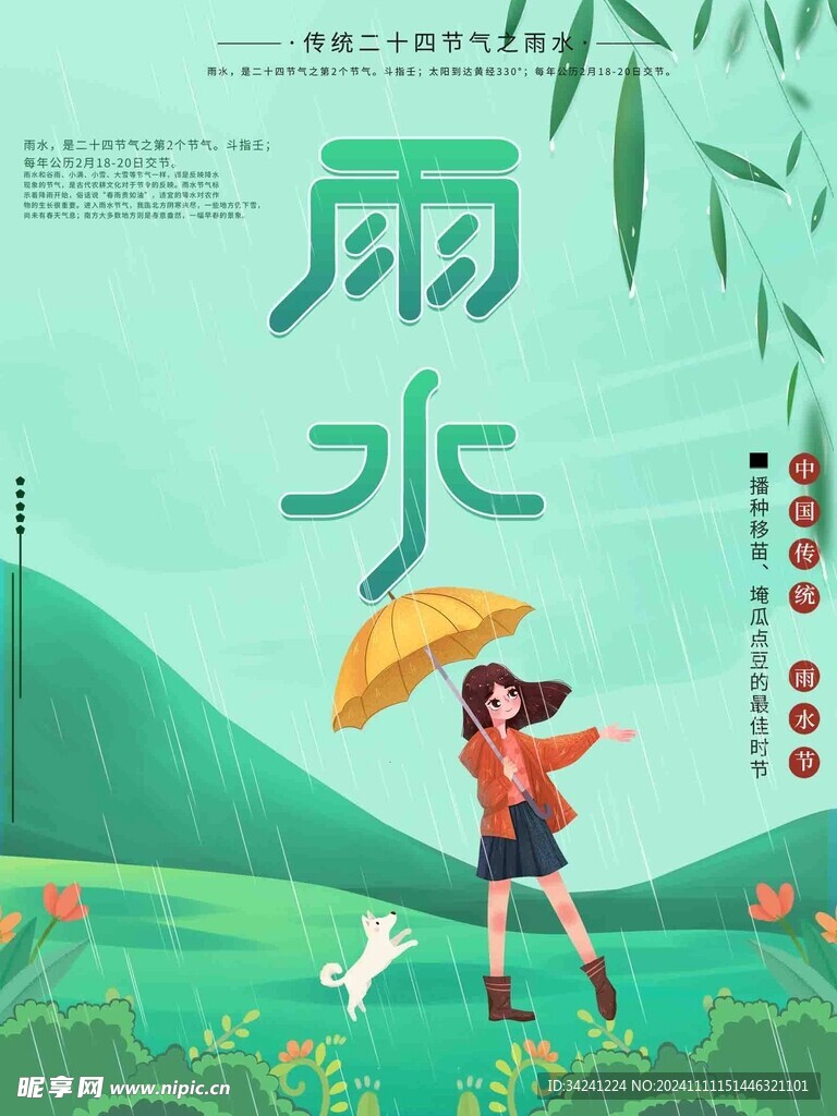 雨水节海报展板素材