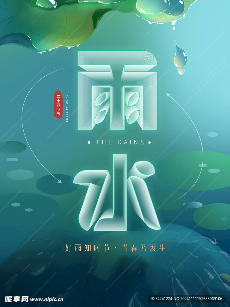 雨水节海报展板素材