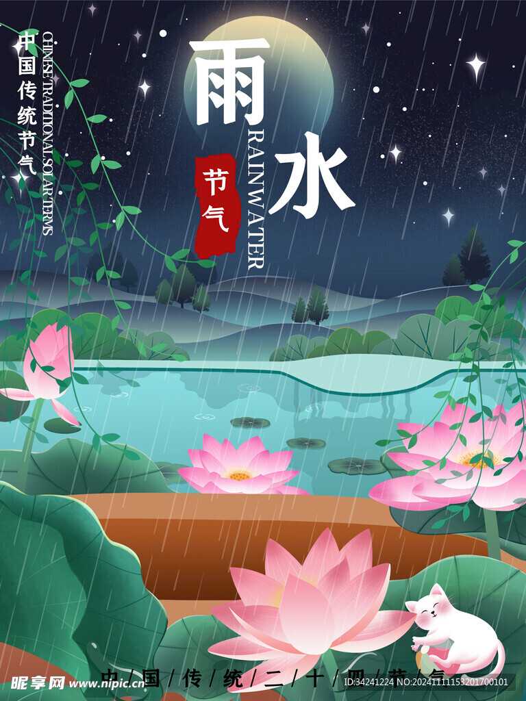 雨水节海报展板素材