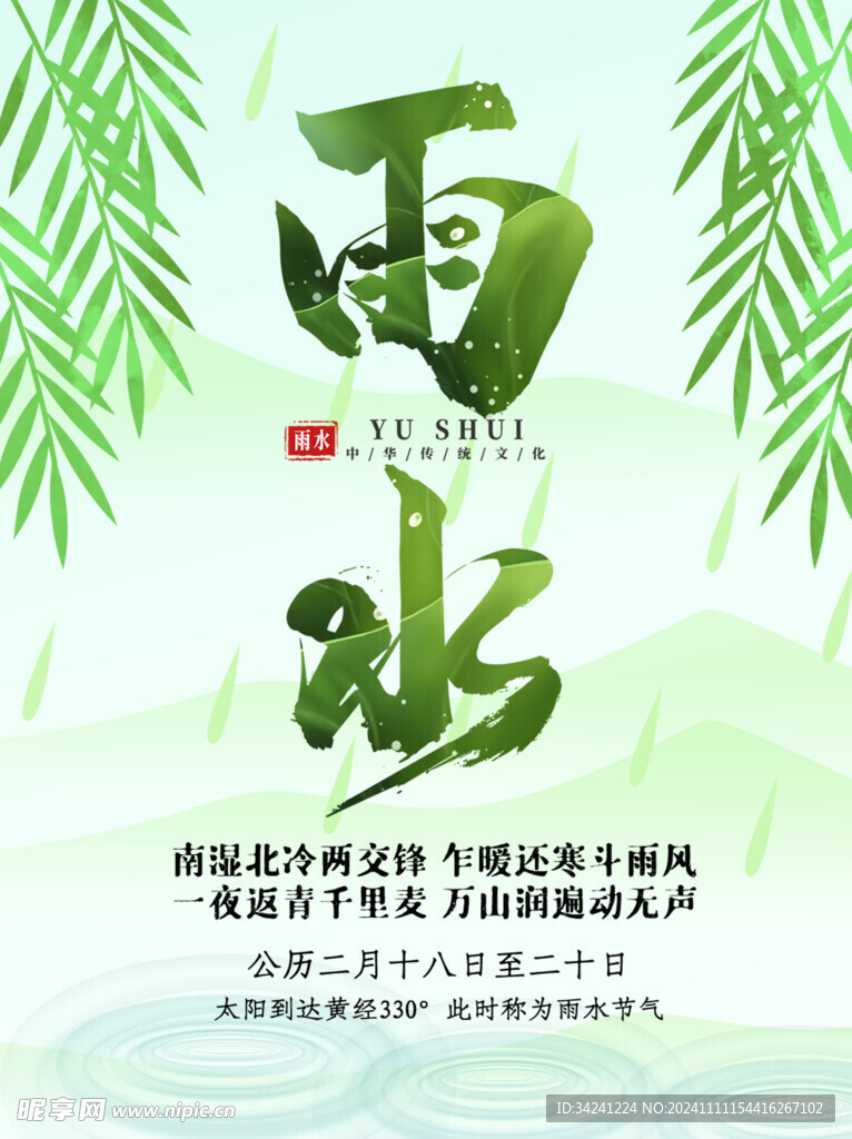 雨水节海报展板素材