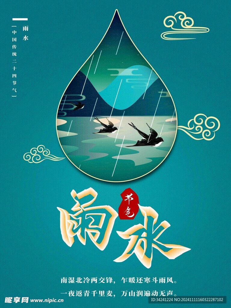 雨水节海报展板素材