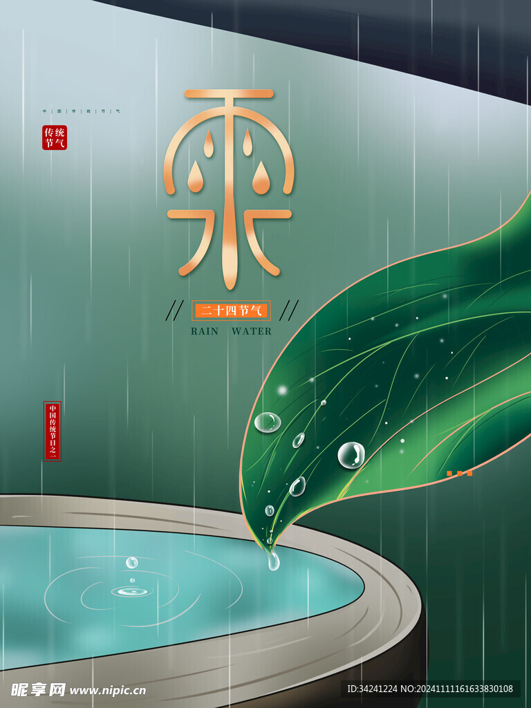 雨水节海报展板素材