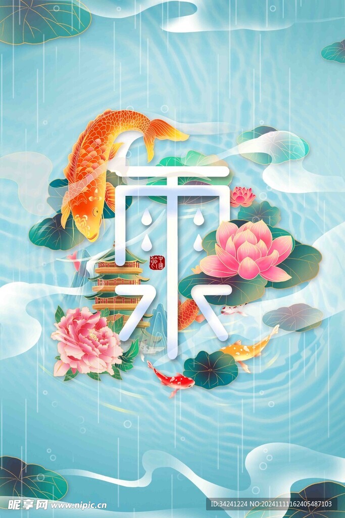 雨水节海报展板素材