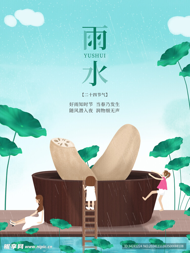雨水节海报展板素材