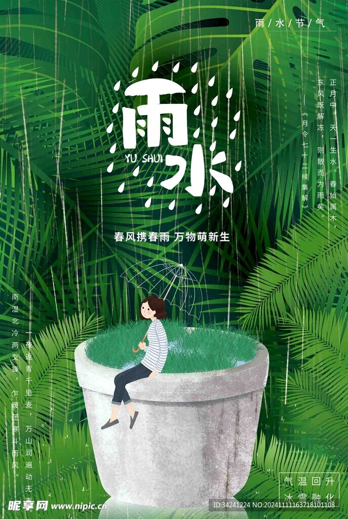 雨水节海报展板素材