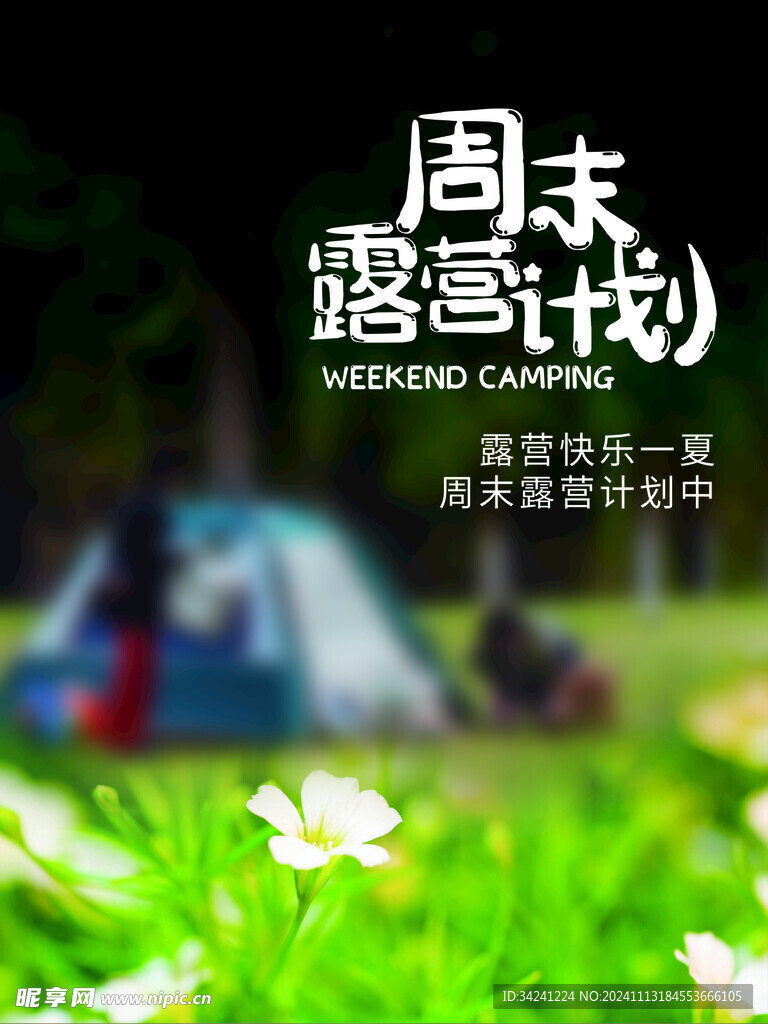 露营出游踏青海报展板素材
