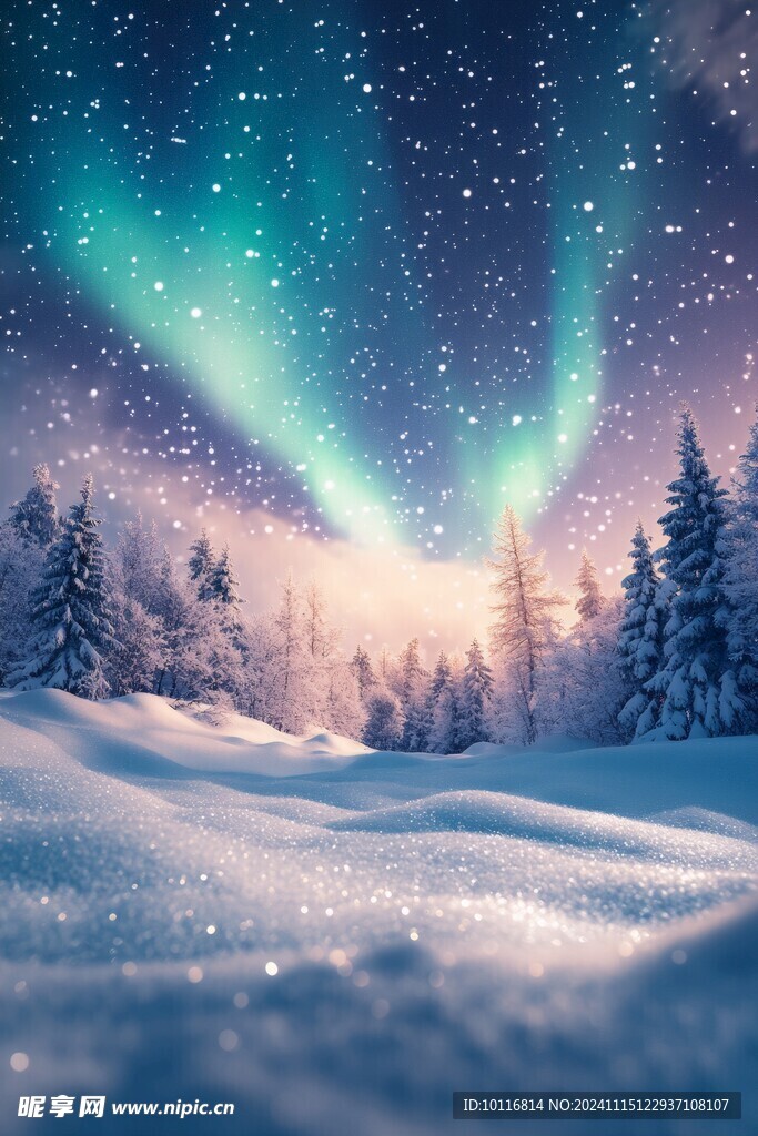 极光雪地
