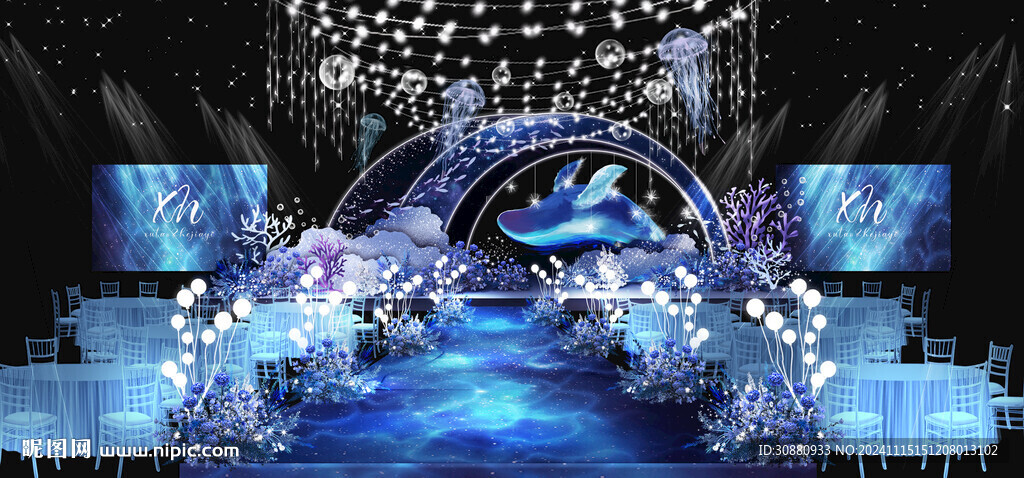 蓝色鲸鱼海洋婚礼效果图