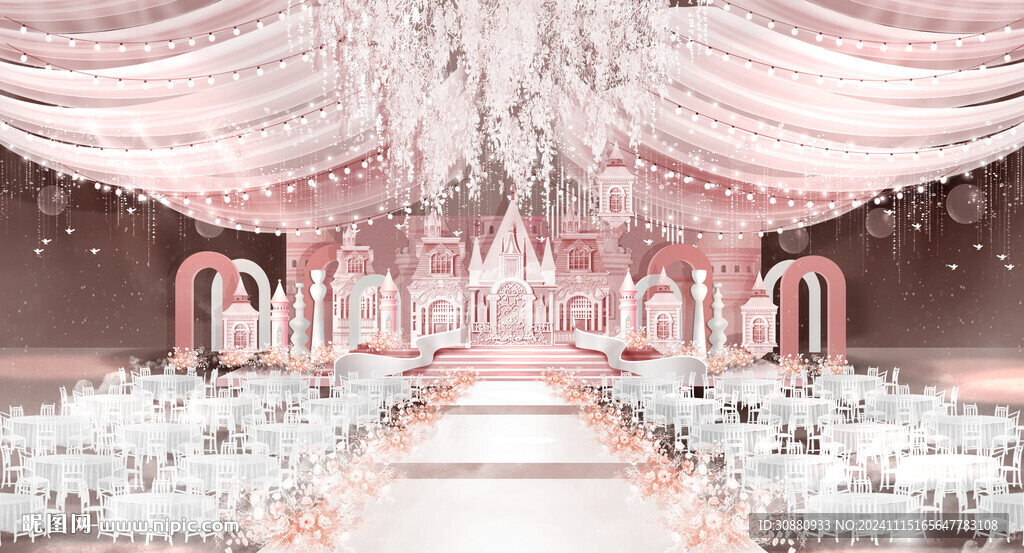 粉色梦幻城堡婚礼效果图