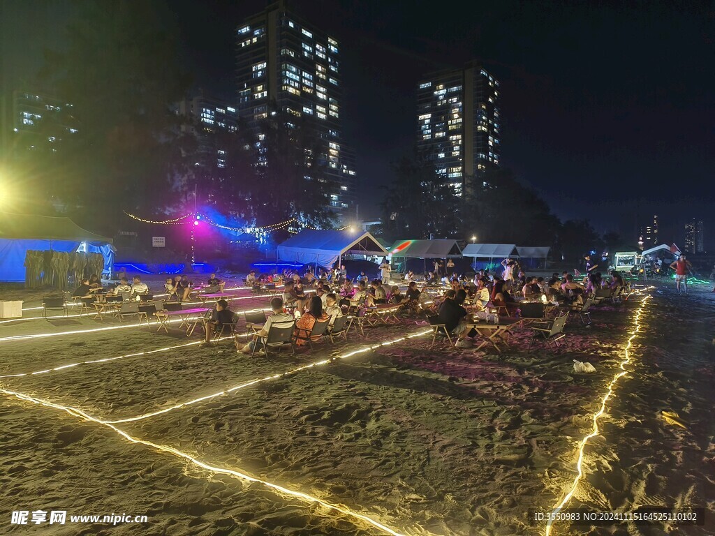 大海 沙滩夜景