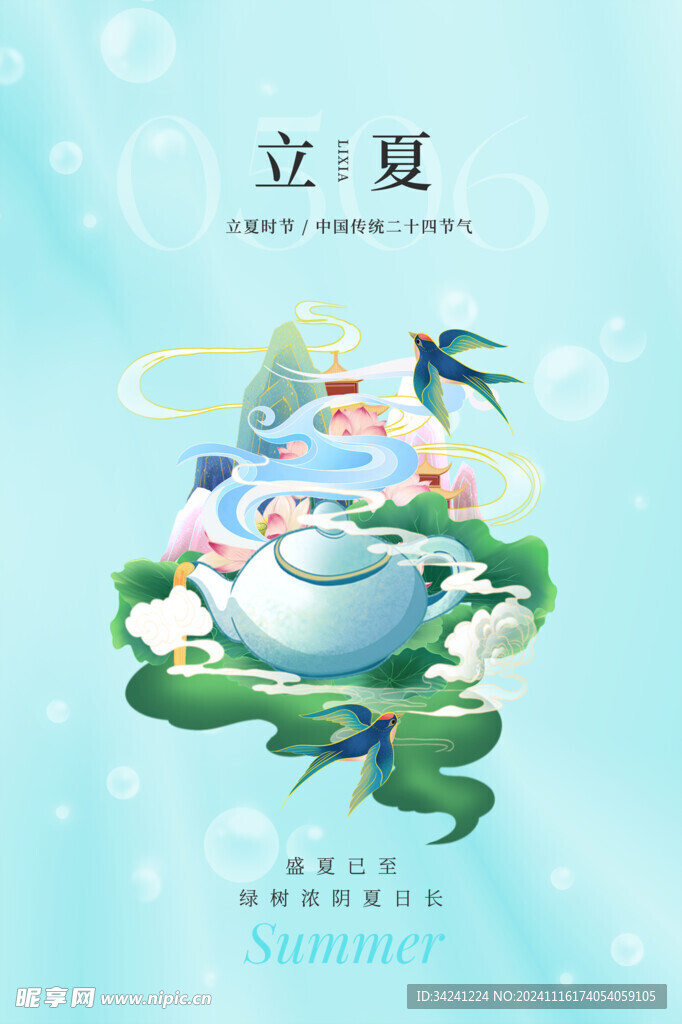 立夏节海报展板素材