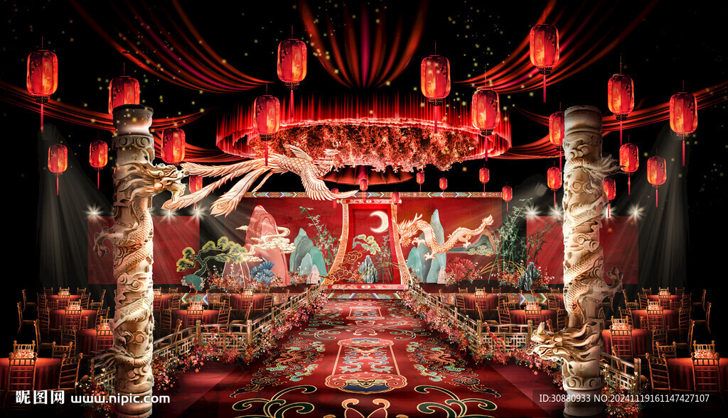 红色大气中式婚礼