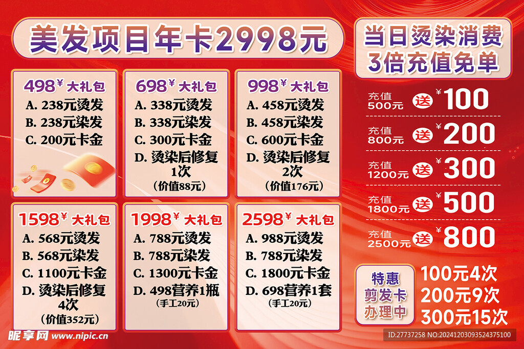 理发店美发造型活动宣传海报展板