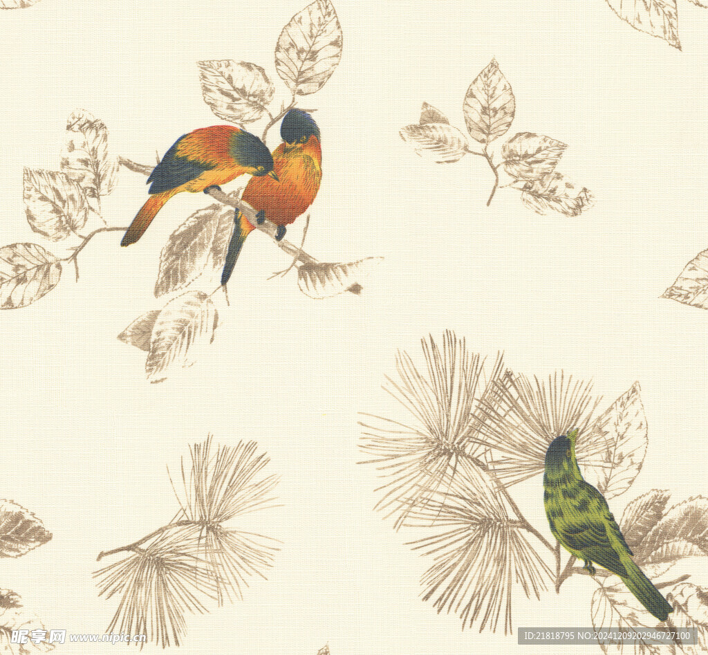 美式经典田园风格壁纸图案 