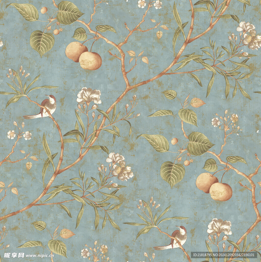 美式经典田园风格壁纸图案