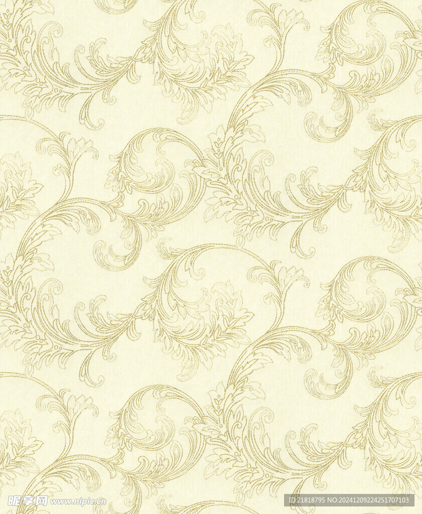 欧式经典卷草花洒金效果壁纸图案